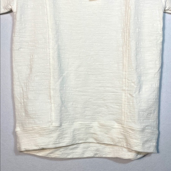 Mododoc French Terry Long Half Sleeve Loose Fit Sweatshirt Top Ivory Sz Small - Picture 6 of 11